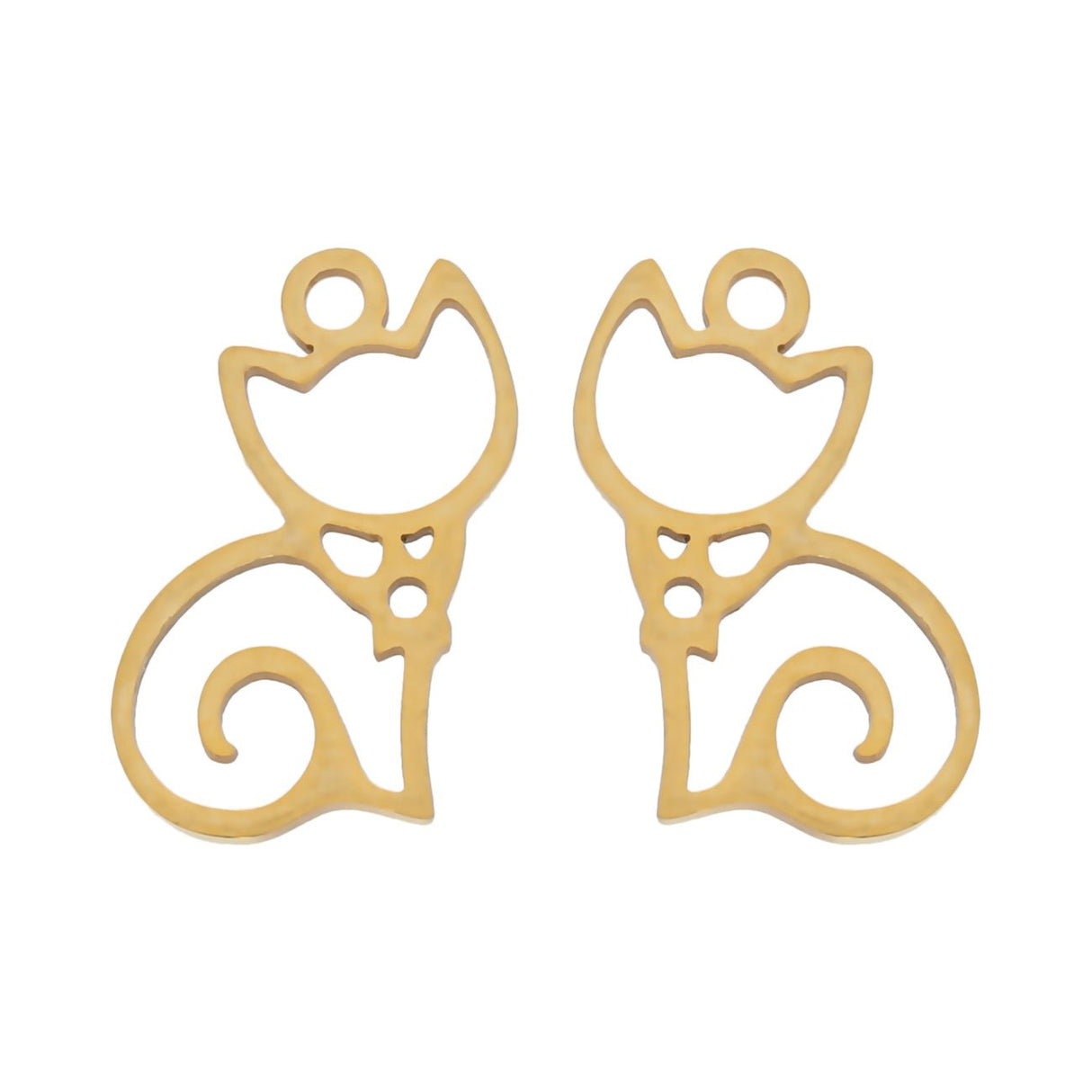 Charm/Anhänger "Katze sitzend" – Farbe Gold - PerlineBeads