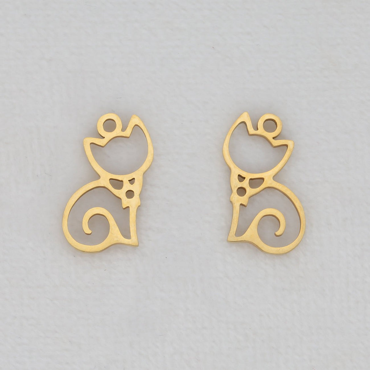 Charm/Anhänger "Katze sitzend" – Farbe Gold - PerlineBeads