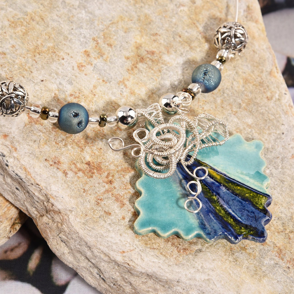 Choker-Halskette steif - Farbe Platin - PerlineBeads