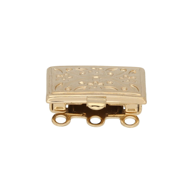 Claspgarten Neumann – Schmuck-Federverschluss 3-reihig - vergoldet - PerlineBeads