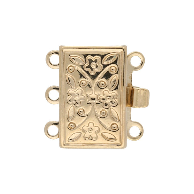 Claspgarten Neumann – Schmuck-Federverschluss 3-reihig - vergoldet - PerlineBeads