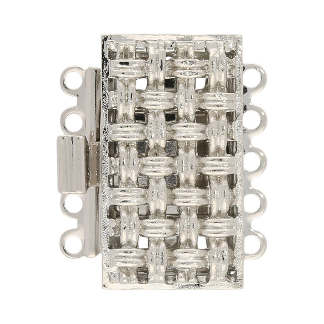 Claspgarten Neumann – Schmuck-Federverschluss 5-reihig - Auflage Rhodium - PerlineBeads