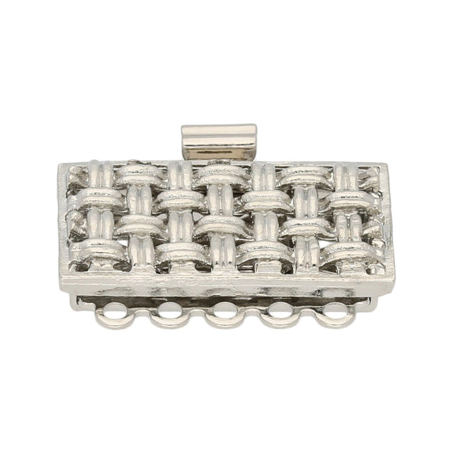 Claspgarten Neumann – Schmuck-Federverschluss 5-reihig - Auflage Rhodium - PerlineBeads