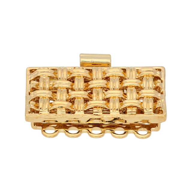 Claspgarten Neumann – Schmuck-Federverschluss 5-reihig - vergoldet - PerlineBeads