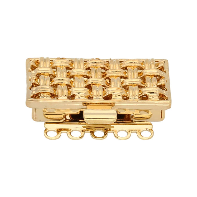 Claspgarten Neumann – Schmuck-Federverschluss 5-reihig - vergoldet - PerlineBeads