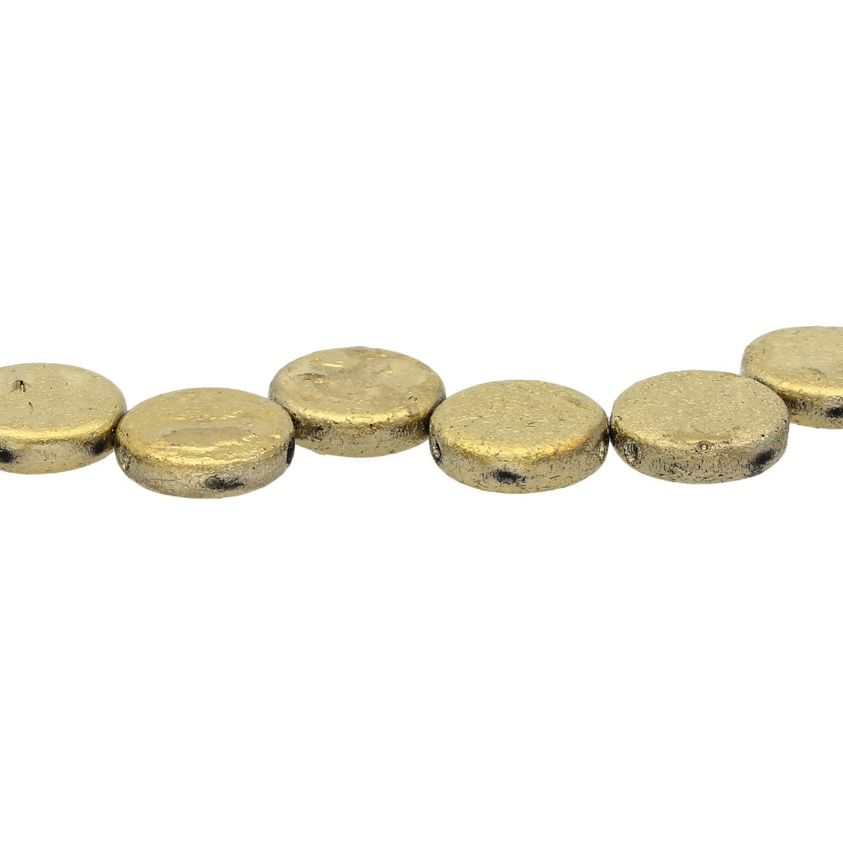 Coin 14 mm Glasperle – Etch Jet Full Amber - PerlineBeads