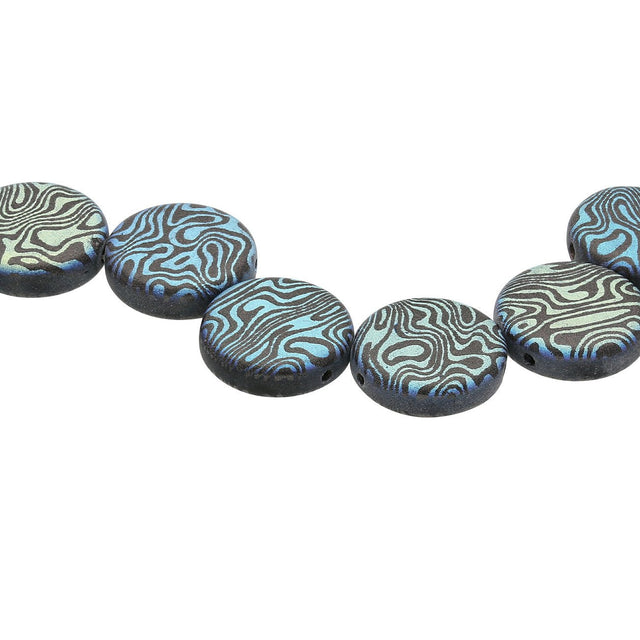 Coin 14 mm Glasperle – Jet Laser MT Contour - PerlineBeads