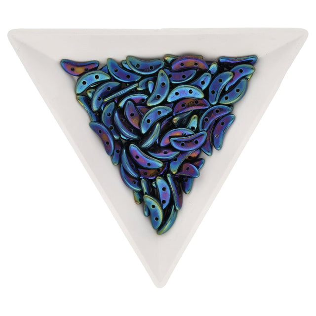 Crescent 3 x 10 mm - Jet Iris Blue - PerlineBeads