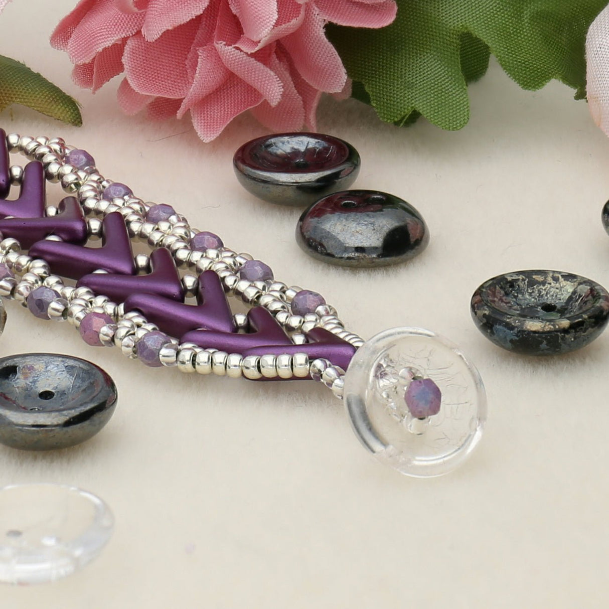 Cup Button 14 mm - Crystal - PerlineBeads