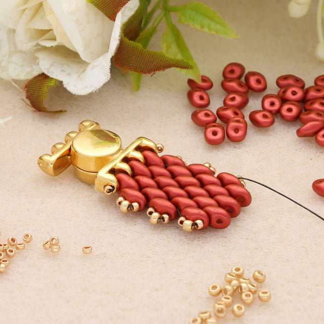 Cymbal™ Ateni IV SuperDuo Magnetic Clasp - Antique Brass Plate - PerlineBeads