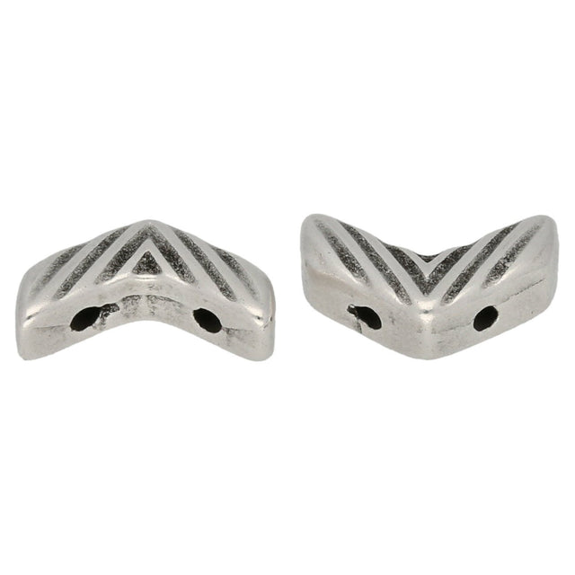 Cymbal™ Avessalos-Chevron Bead Substitute - Silver Plate - PerlineBeads