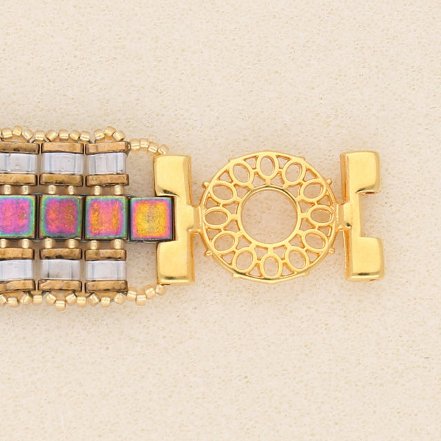 Cymbal™ Detis-Tila Bead Connector – Vergoldet 24 karat - PerlineBeads