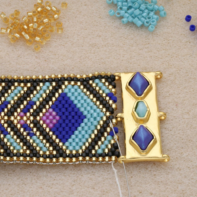 Cymbal™ Gerakari Delica Bead Connector - 24K Gold Plate - PerlineBeads