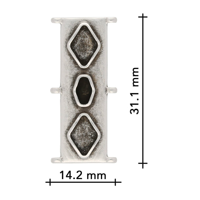 Cymbal™ Gerakari Delica Bead Connector - Antique Silver Plate - PerlineBeads