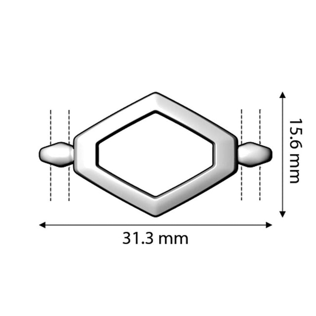 Cymbal™ Kotroni-SuperDuo Bead Connector - Silver Plate - PerlineBeads