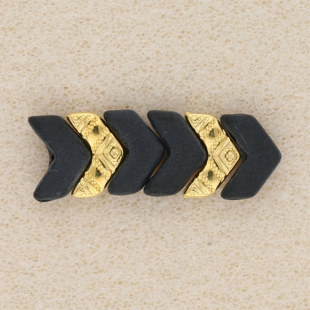 Cymbal™ Koudouro-Chevron Bead Substitute - Gold Plate - PerlineBeads