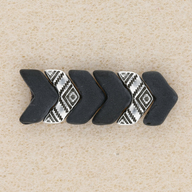 Cymbal™ Koudouro-Chevron Bead Substitute - Silver Plate - PerlineBeads