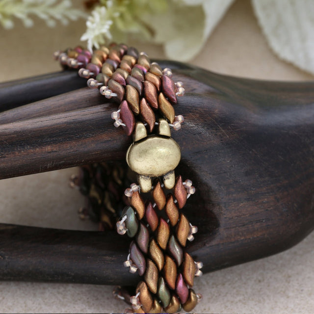 Cymbal™ Kypri II SuperDuo Magnetic Clasp - Antique Brass Plate - PerlineBeads