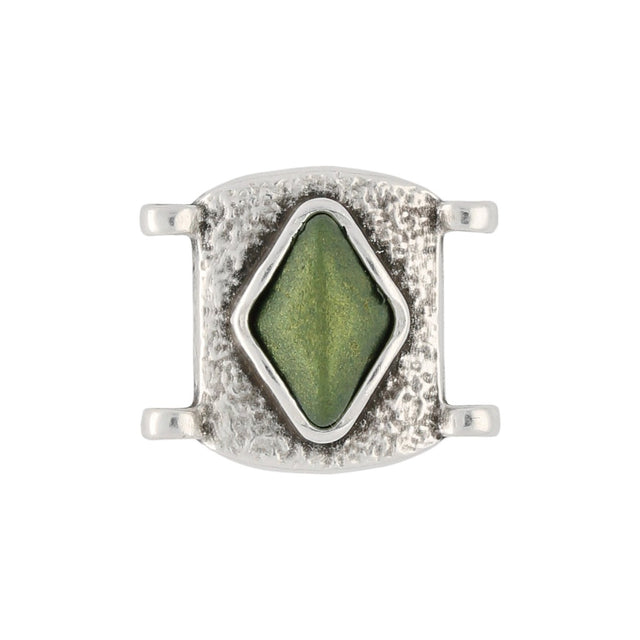 Cymbal™ Sfakaki Delica Bead Connector - Antique Silver Plate - PerlineBeads