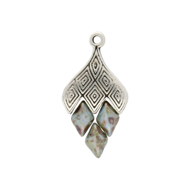 Cymbal™ Tourlos III-GemDuo Bead Ending - Silver Plate - PerlineBeads