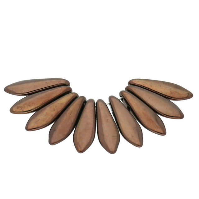 Dagger Bead 2-Loch - Dark Bronze - PerlineBeads