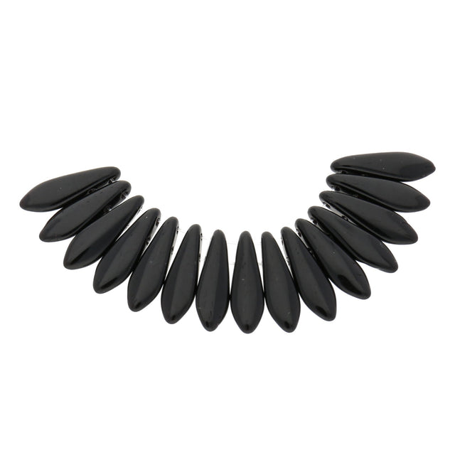 Dagger Bead 2-Loch - Jet - PerlineBeads