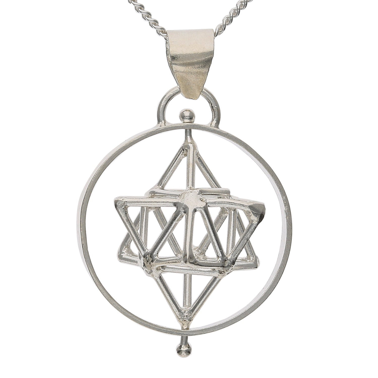Dreidimensionaler Anhänger, Merkaba, einfacher Kreis, Silber - PerlineBeads