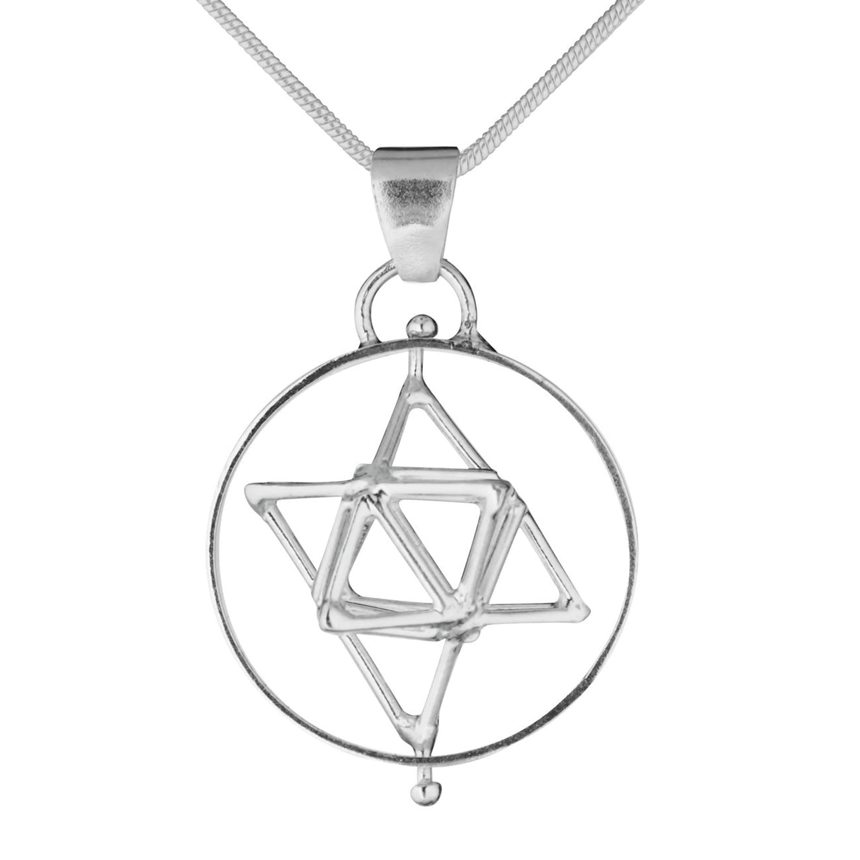 Dreidimensionaler Anhänger, Merkaba, einfacher Kreis, Silber - PerlineBeads