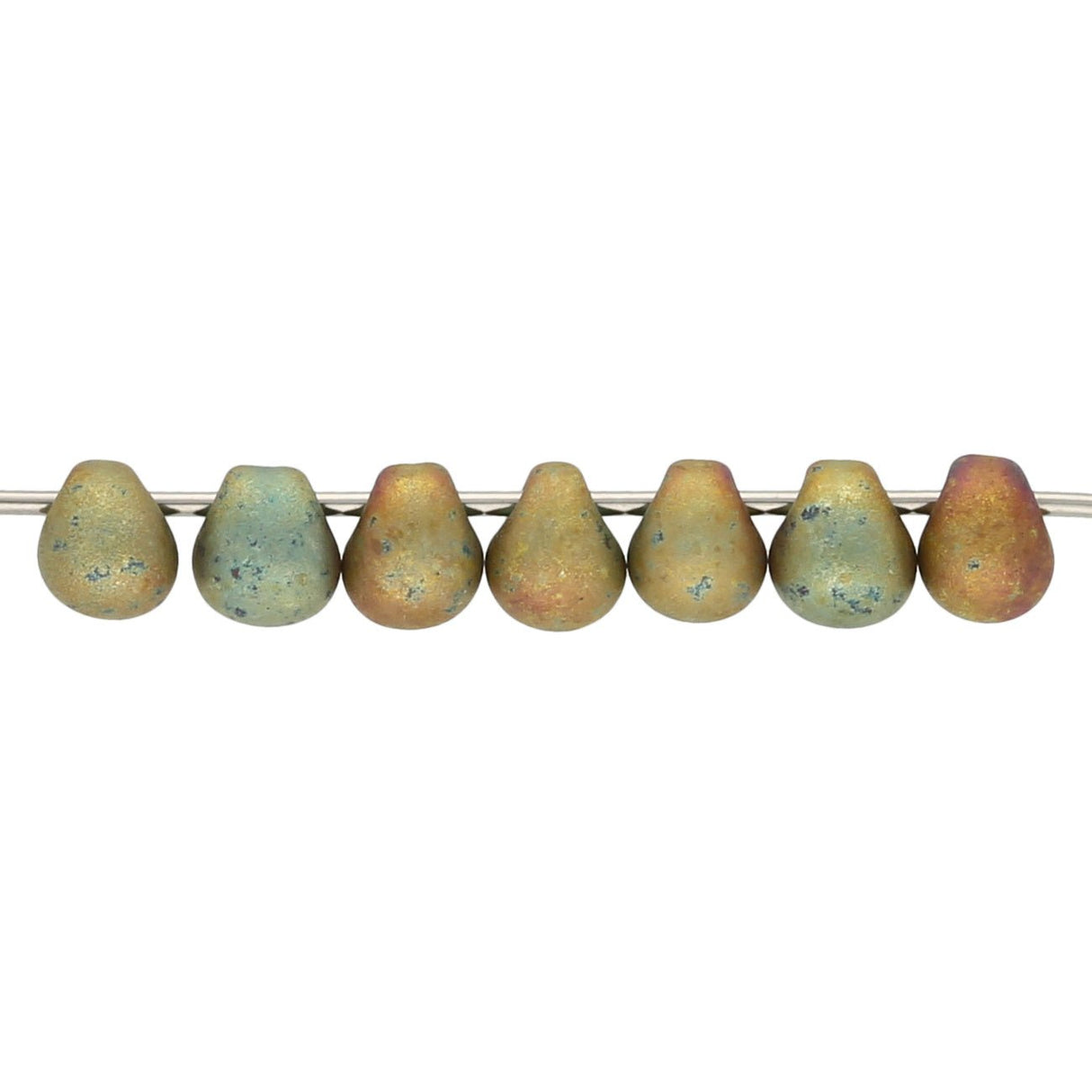 Drop Beads 3,4 mm – Matte Metallic Khaki Iris - PerlineBeads