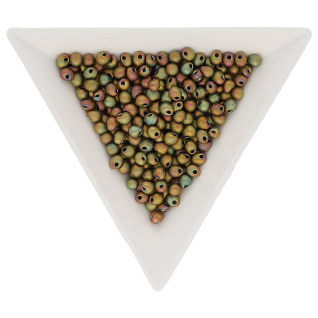 Drop Beads 3,4 mm – Matte Metallic Khaki Iris - PerlineBeads