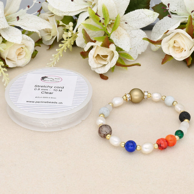 Elastischen Faden Stretchy Cord 0,8 mm - Klar - PerlineBeads