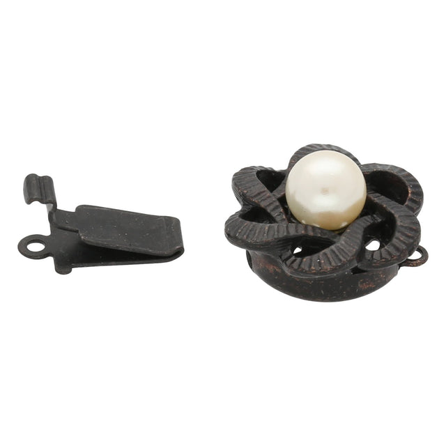 Federverschluss Blumenform – schwarz - PerlineBeads