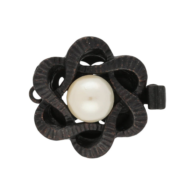 Federverschluss Blumenform – schwarz - PerlineBeads