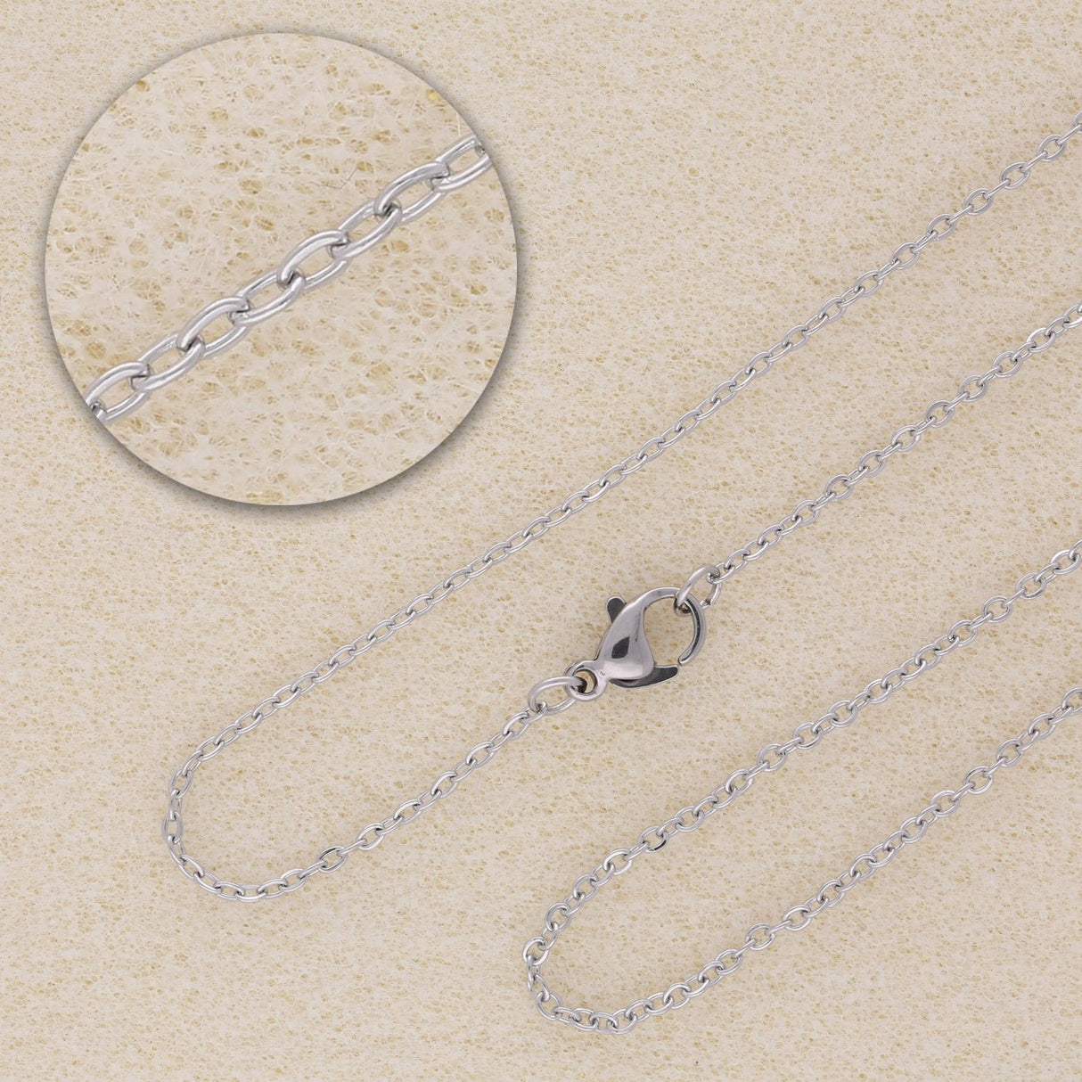 Fertige Halskette 50 cm - Edelstahl - PerlineBeads