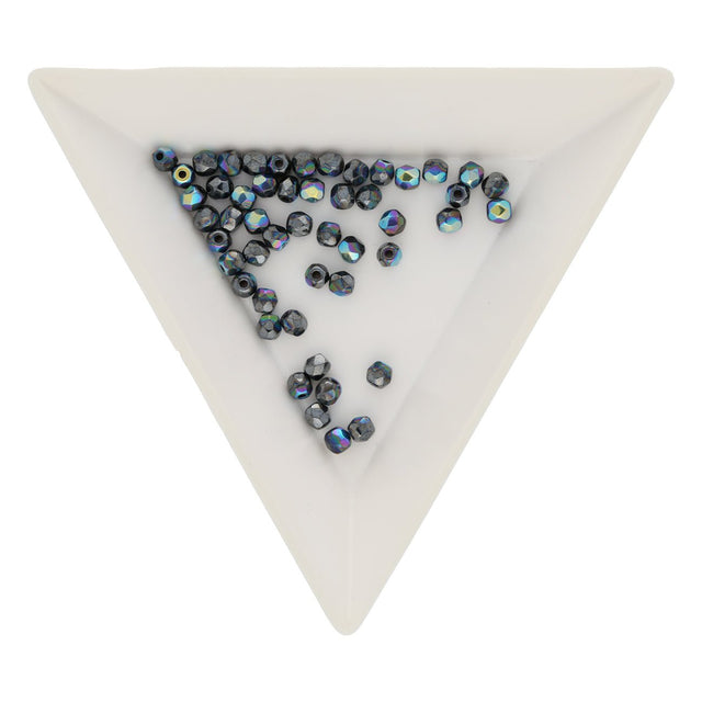 Fire polished 3 mm Glasperlen - Jet Hematite AB - PerlineBeads