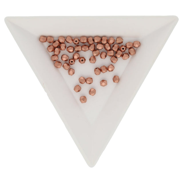 Fire polished 3 mm Glasperlen - Matte Metallic Copper - PerlineBeads