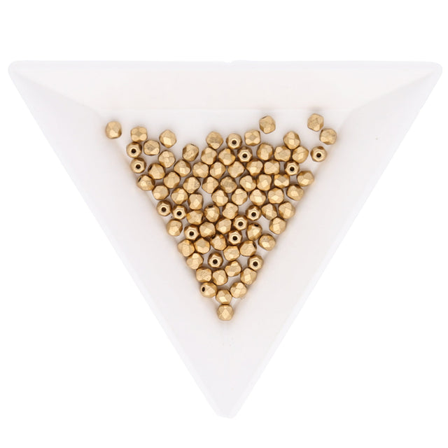 Fire polished 3 mm Glasperlen - Matte Metallic Flax - PerlineBeads