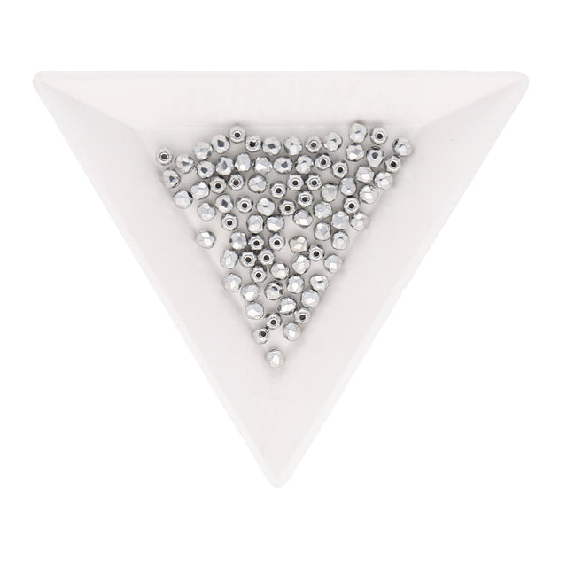 Fire polished 3 mm Glasperlen - Matte Metallic Silver - PerlineBeads