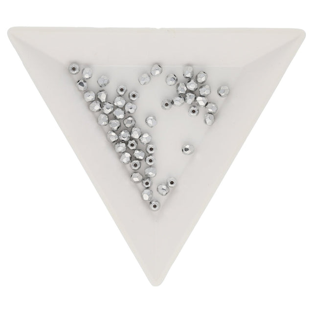 Fire polished 3 mm Glasperlen - Silver - PerlineBeads