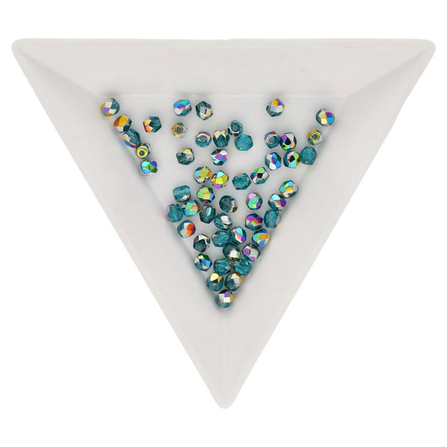 Fire polished 3 mm Glasperlen - Teal - Vitral - PerlineBeads