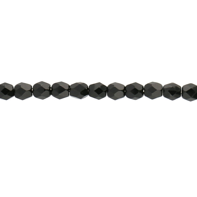 Fire polished 4 mm Glasperlen - Jet - PerlineBeads