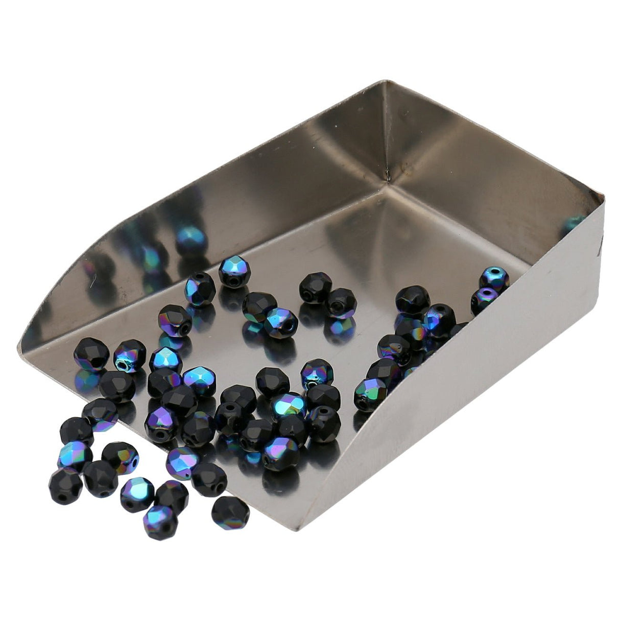 Fire polished 4 mm Glasperlen - Jet AB - PerlineBeads