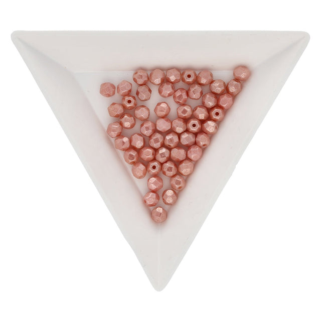 Fire polished 4 mm Glasperlen - Luster Carnation Pink - PerlineBeads