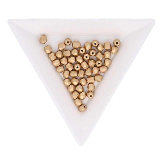 Fire polished 4 mm Glasperlen - Matte Metallic Flax - PerlineBeads