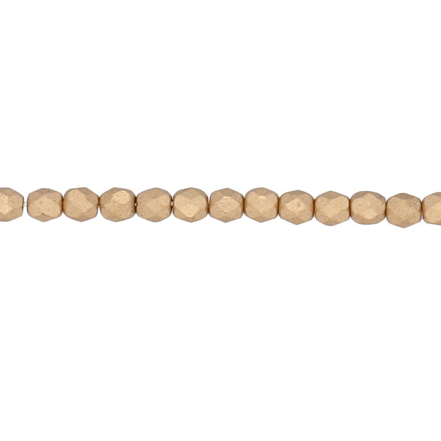 Fire polished 4 mm Glasperlen - Matte Metallic Flax - PerlineBeads