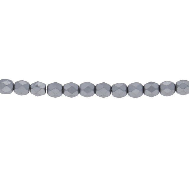 Fire polished 4 mm Glasperlen - Pastel light grey - PerlineBeads