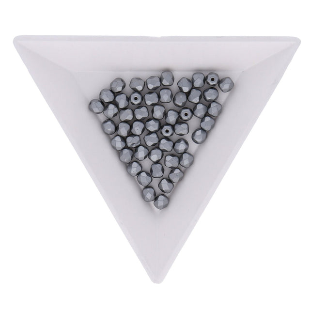 Fire polished 4 mm Glasperlen - Pastel light grey - PerlineBeads