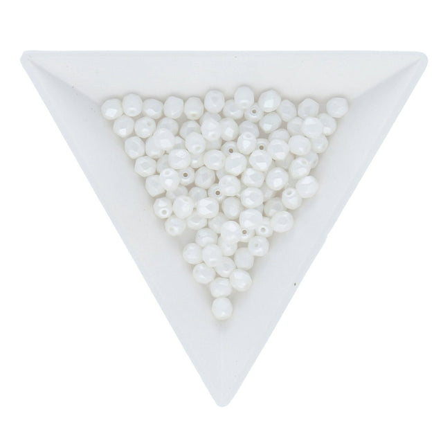 Fire polished 4 mm Glasperlen - Pastel White - PerlineBeads