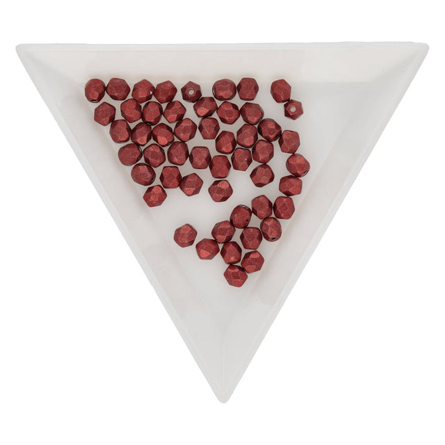 Fire polished 4 mm Glasperlen - Saturated Metallic Cherry Tomato - PerlineBeads