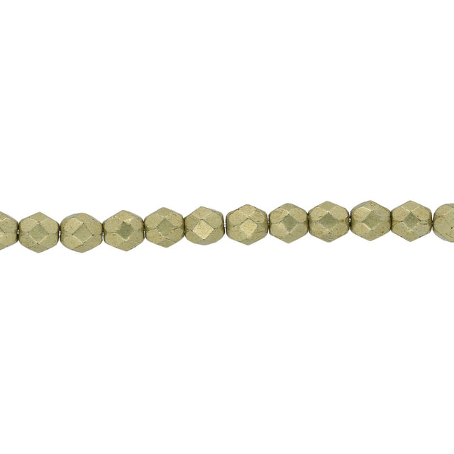 Fire polished 4 mm Glasperlen - Saturated Metallic Limelight - PerlineBeads